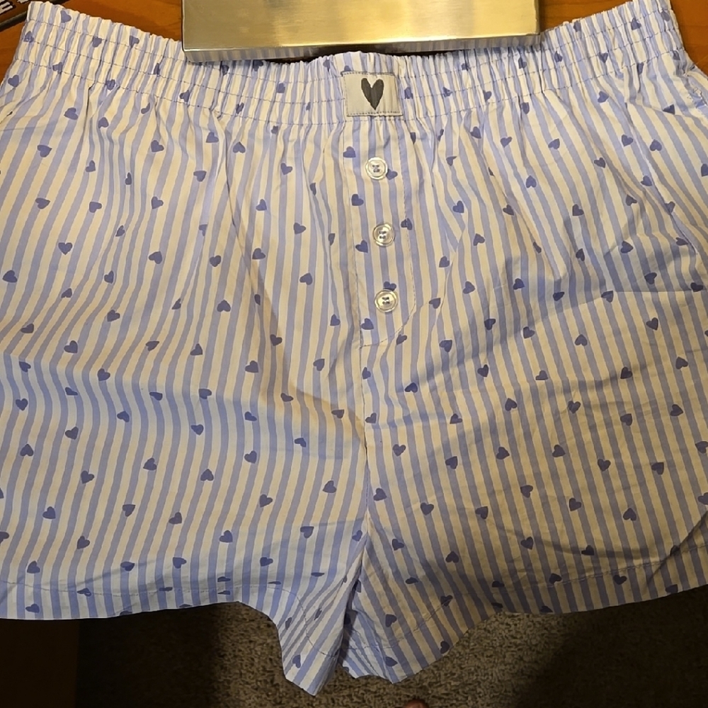 Chic Striped Shorts with Heart Design